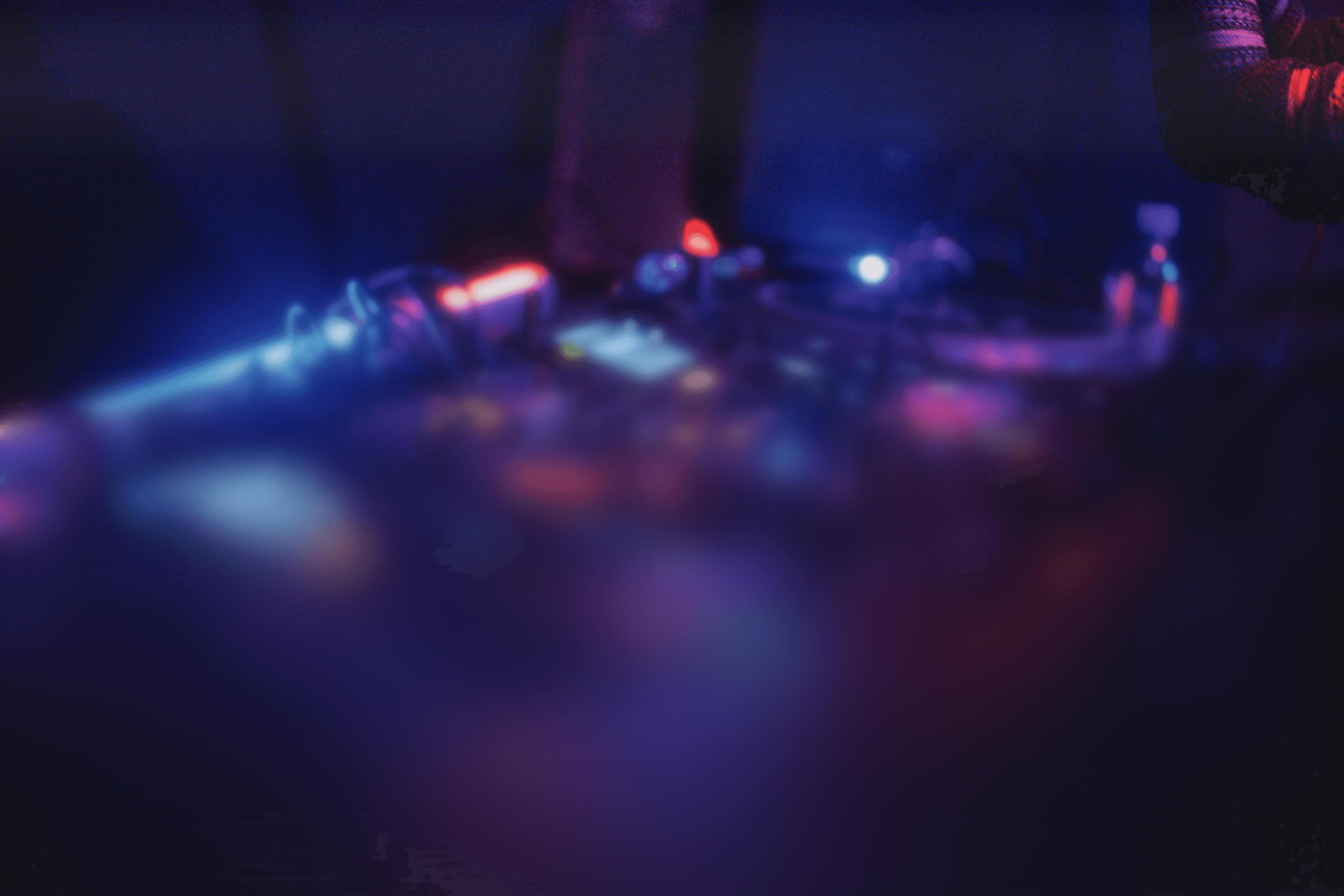 black and blue audio mixer