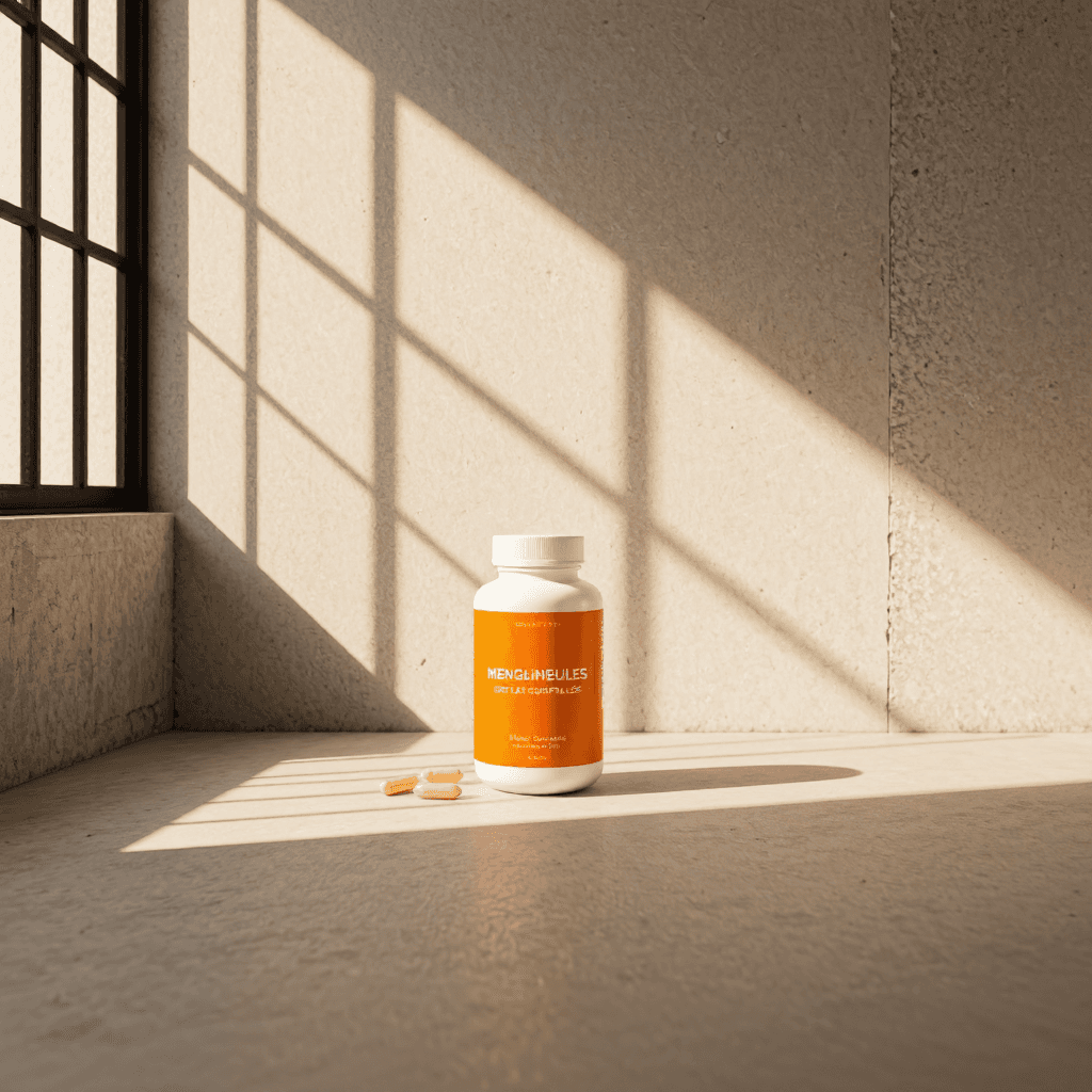 product photography of a bottle of dietary supplement capsules