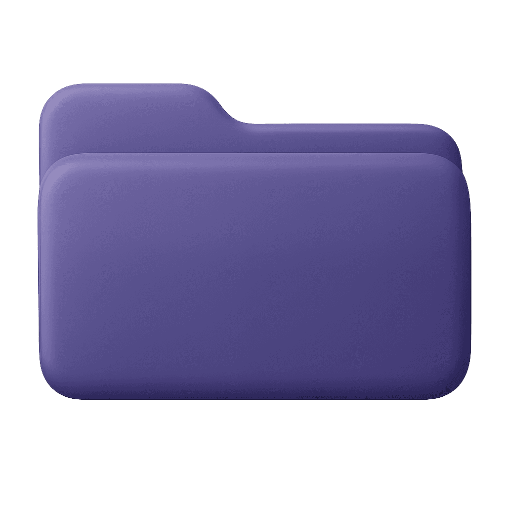 Purple folder icon, representing digital file storage or organization.