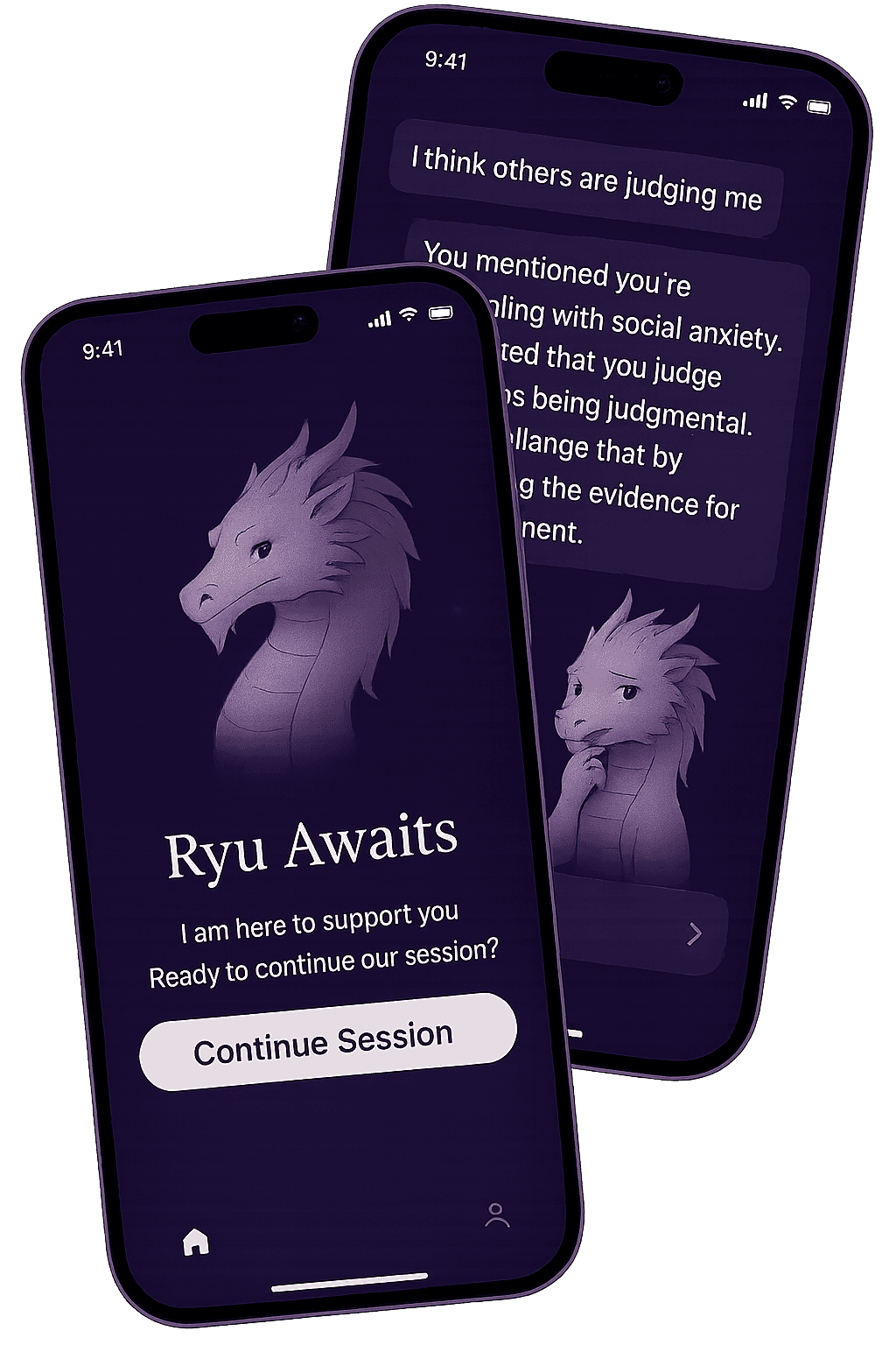Mockup of the Migiri app showing two screens: a 40-day progress tracker with daily routine and a 60-day achievement award screen.
