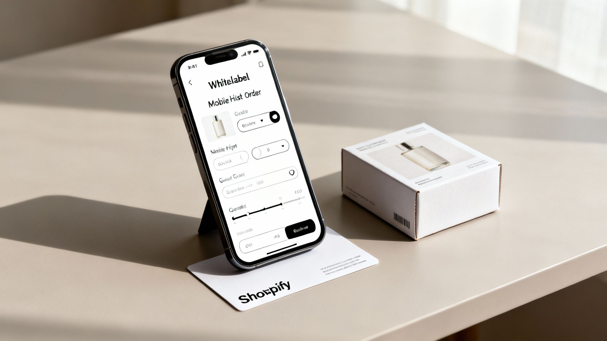 A mobile phone screen showing a clean, branded order form for an influencer to select products.