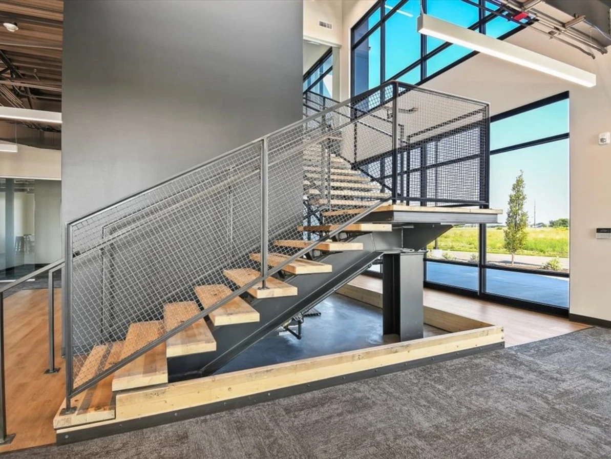 Steel and wood stairs installed in Star Idaho.  Designed and fabricated by Tratfab in Boise Idaho