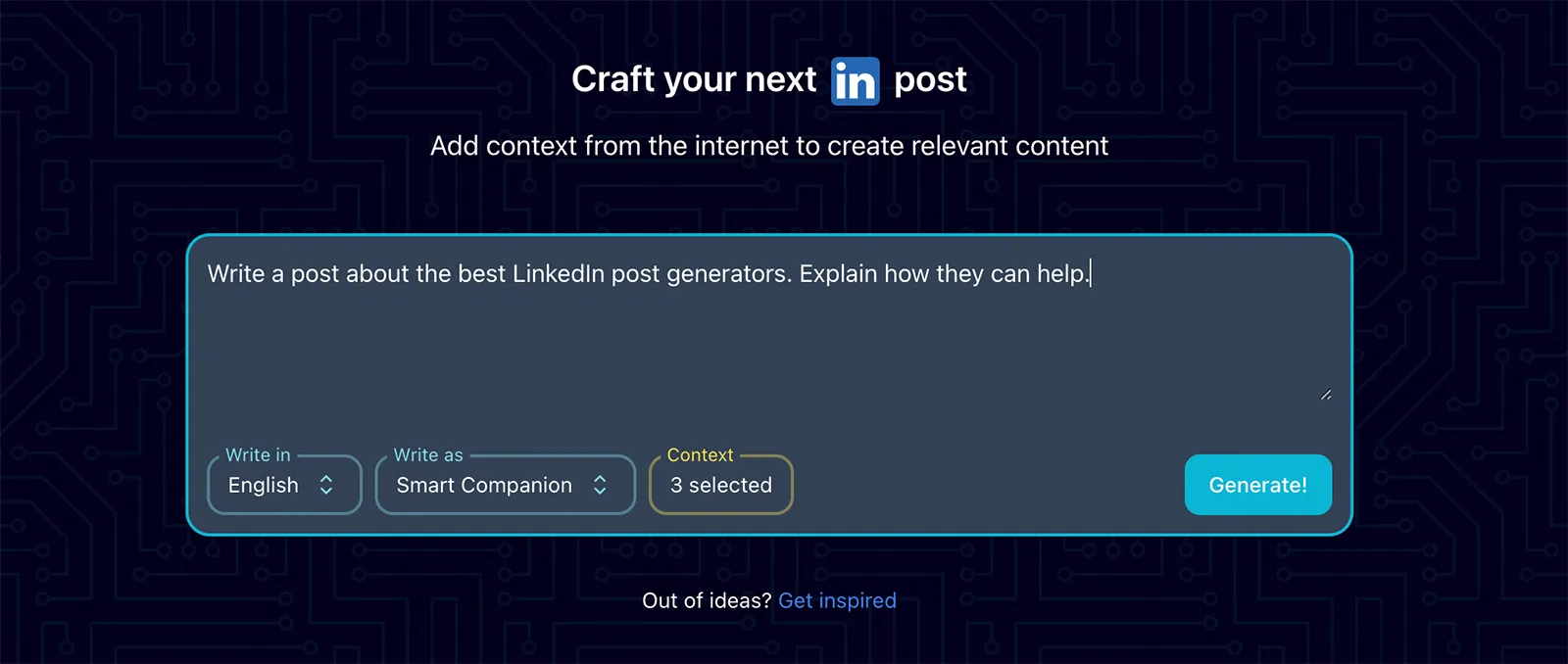 Screenshot of Postline.ai creating a LinkedIn post