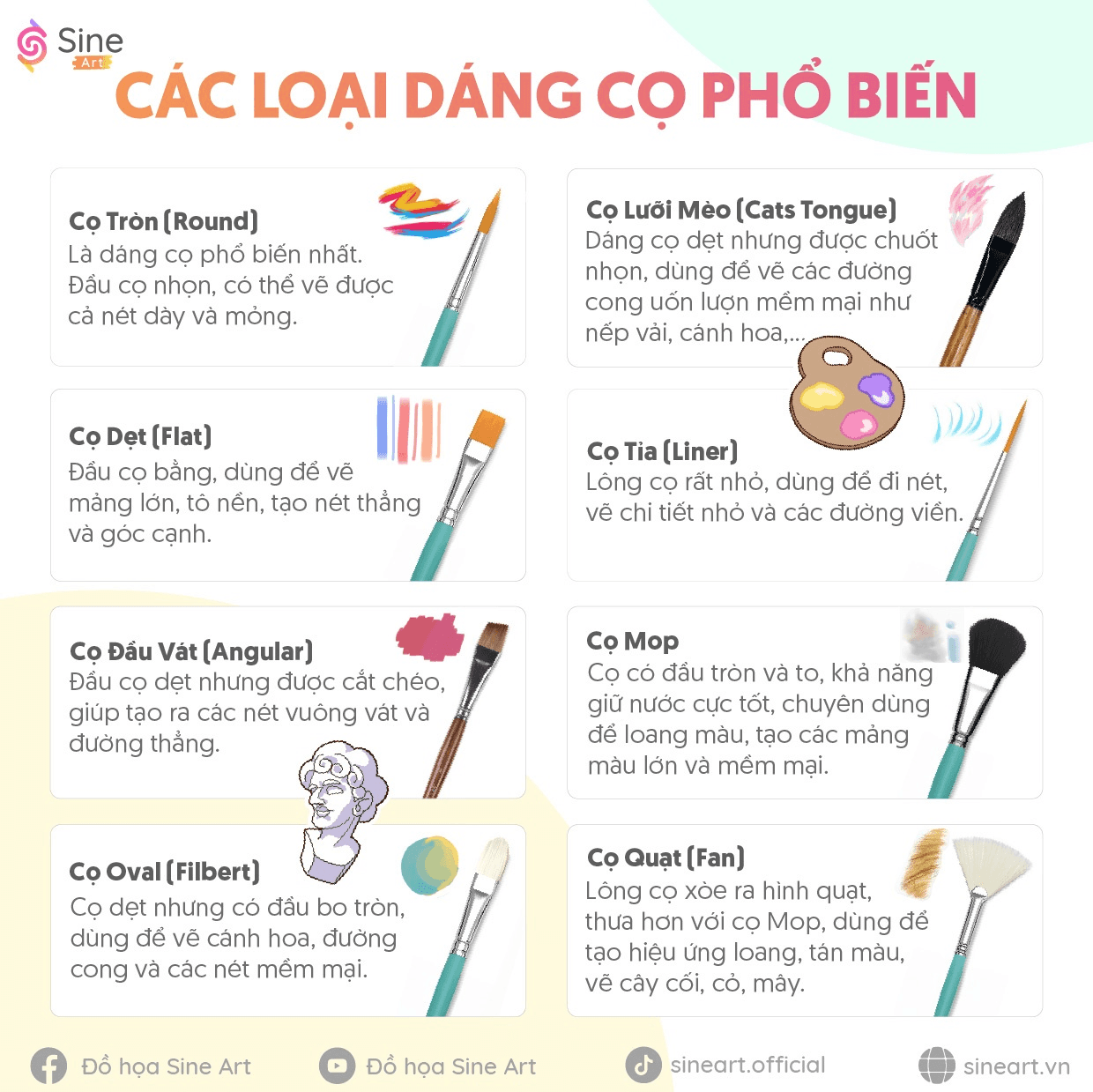 Các loại dáng cọ phổ biến