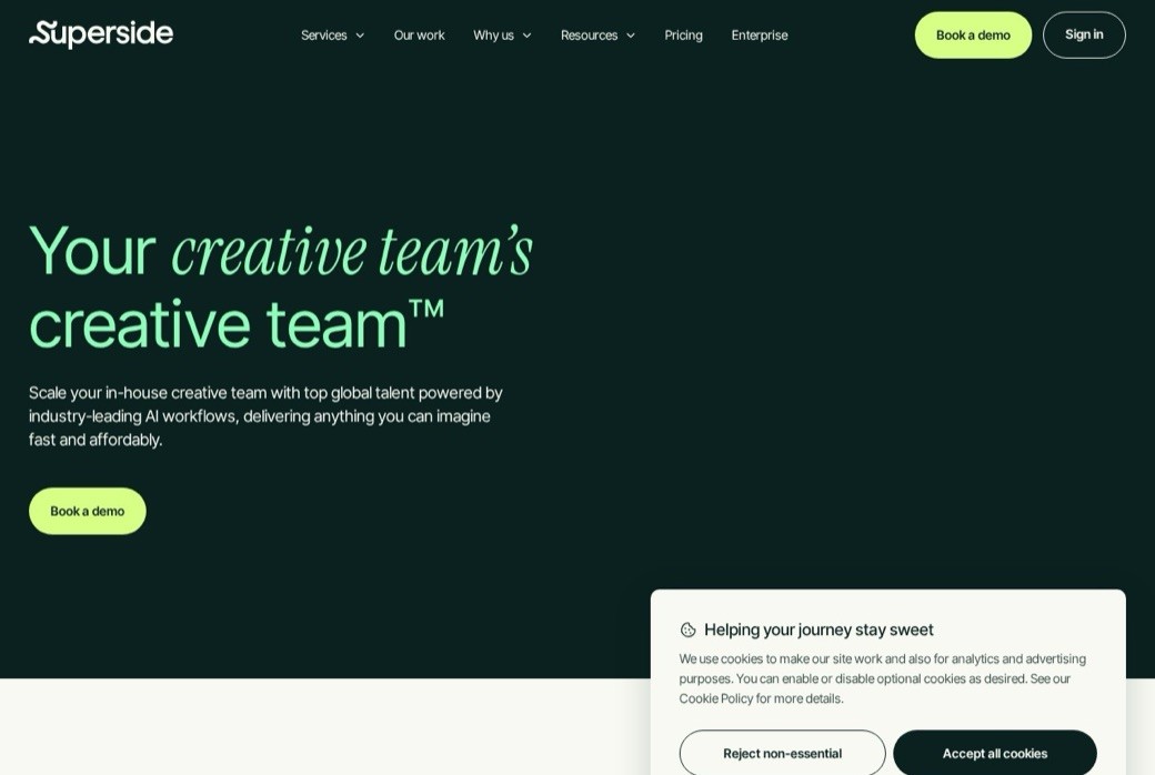 Superside homepage and product design work