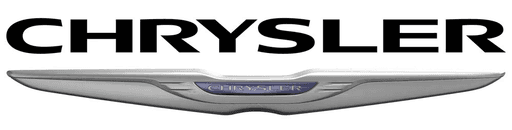 The image displays a Chrysler logo featuring bold black lettering above a sleek, silver winged emblem with the word "Chrysler" in the center.