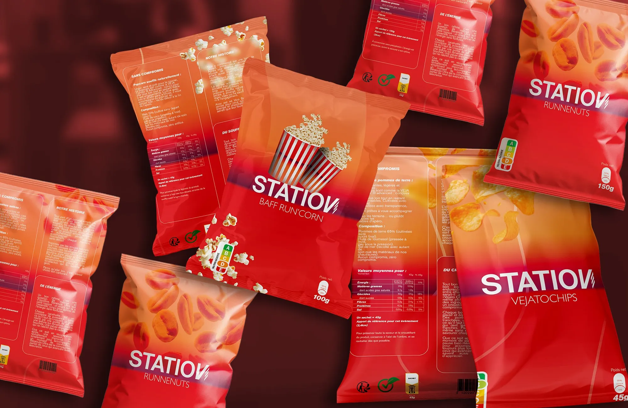 Design graphique de packagings événementiels personnalisés et merchandising de marque pour Veja.