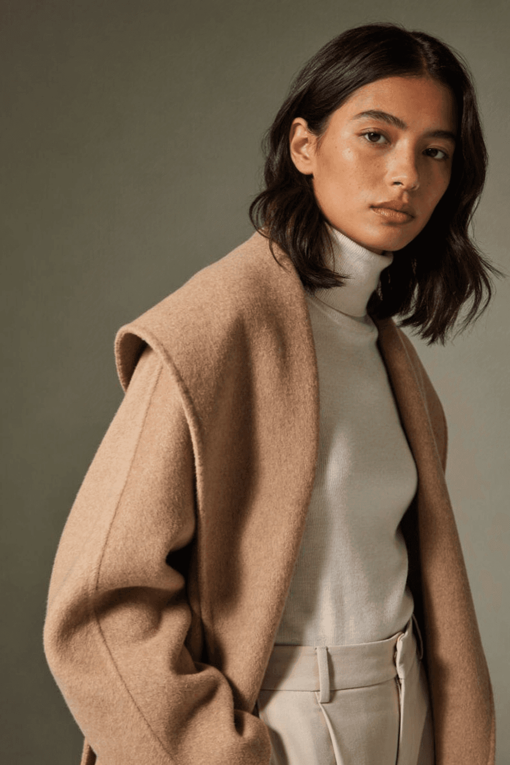 Drawstring cotton trousers — mirrored view