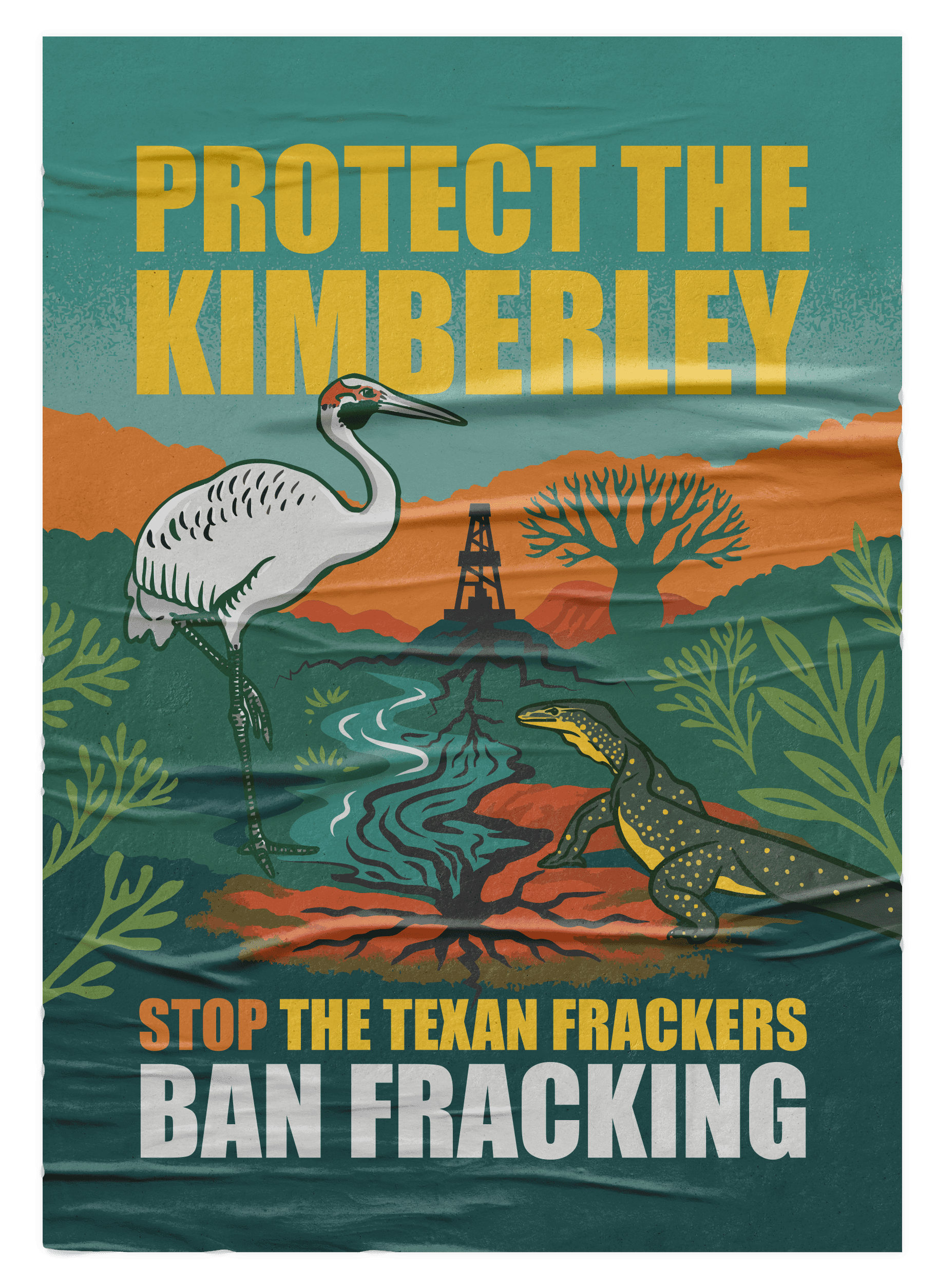 Frack Free Kinberley illustrated and designed poster