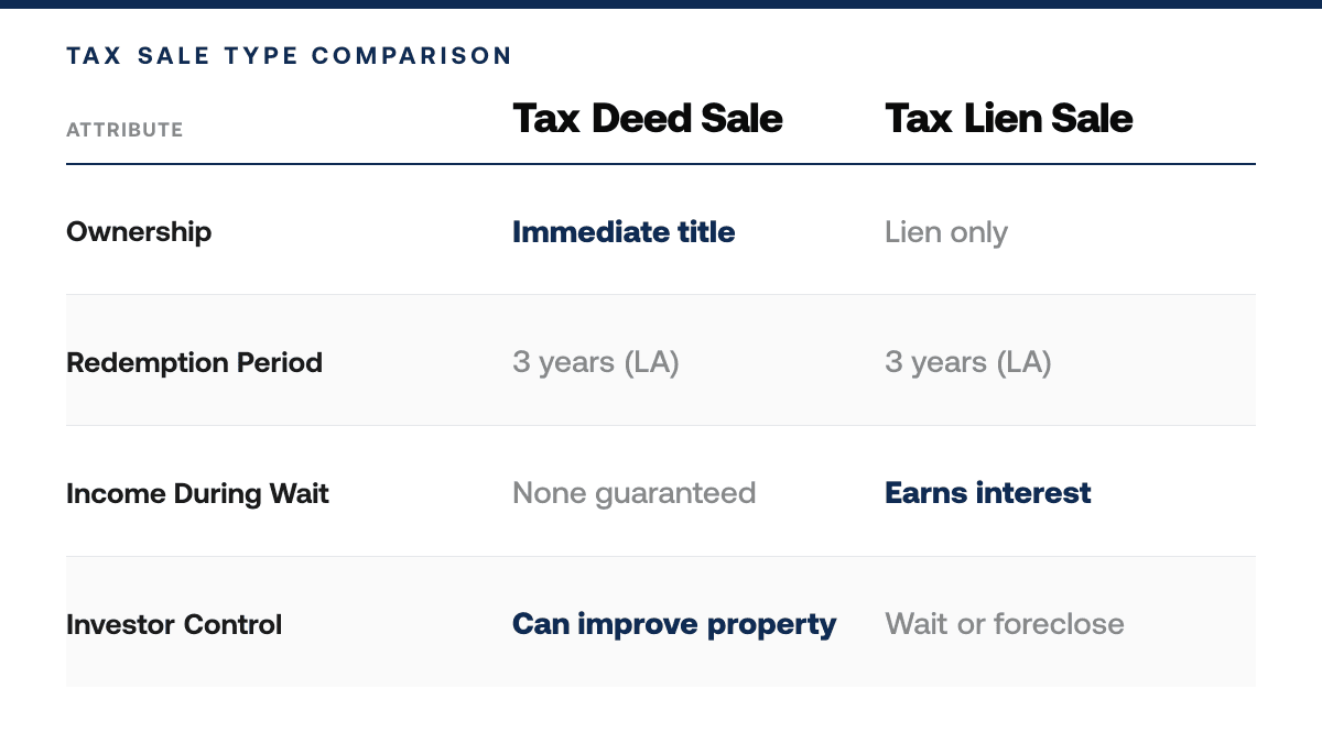 How to Buy Tax Delinquent Properties in Louisiana — Comparison