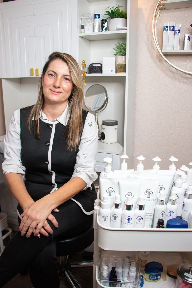 Mirror with lit candles on a counter