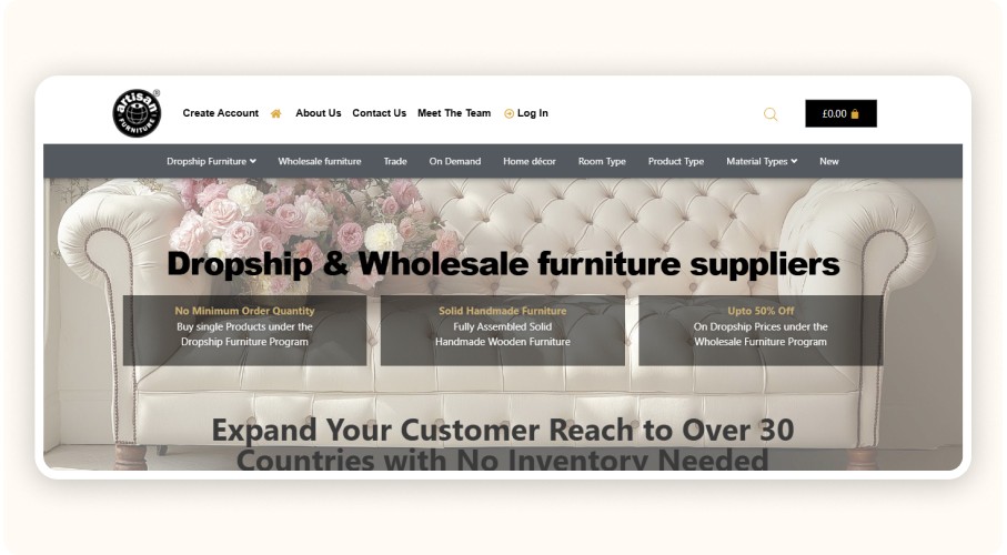 Artisan Furniture homepage