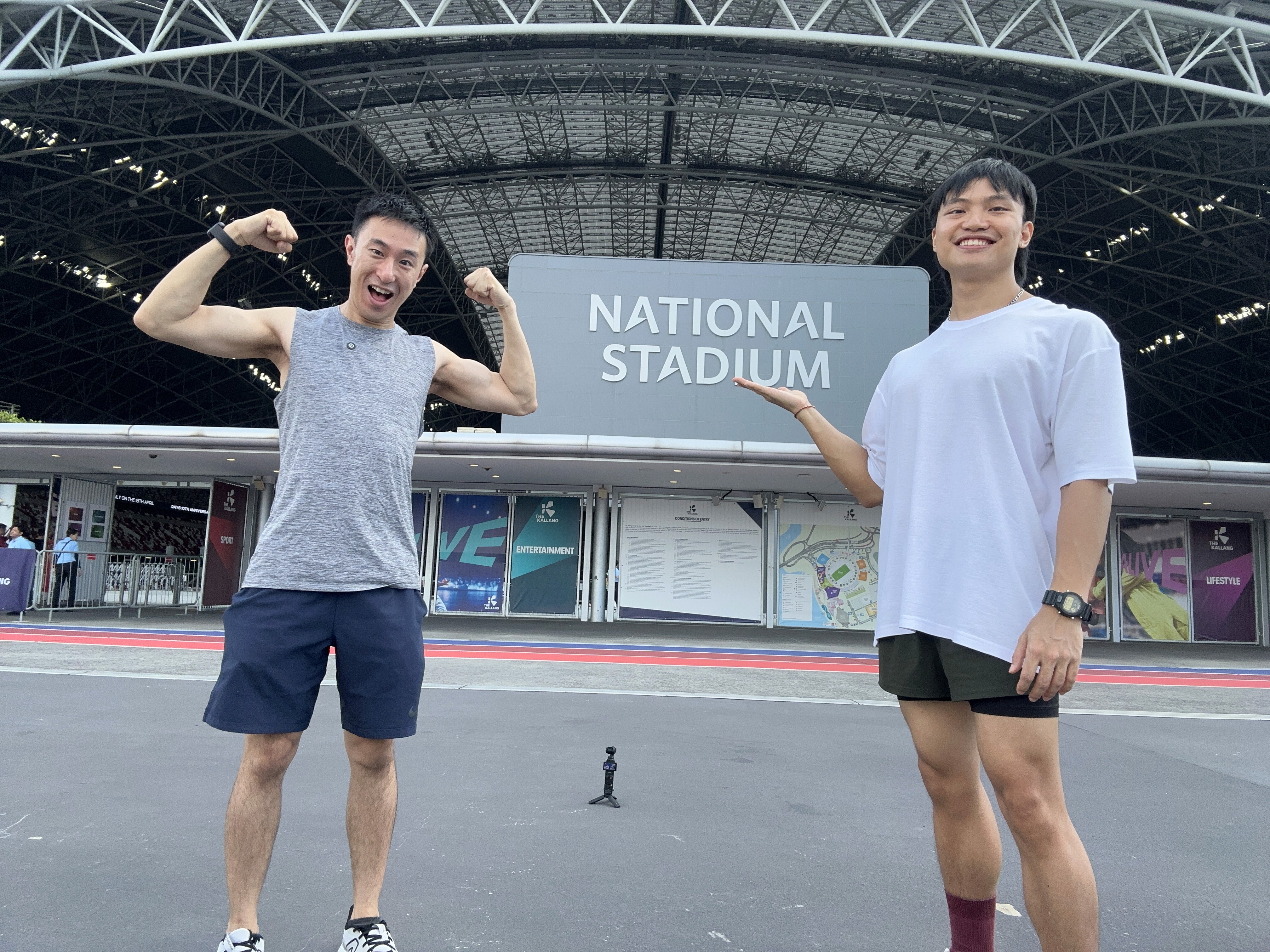  Derek and I in front of Kallang Stadium, Singapore (5/4/26) 