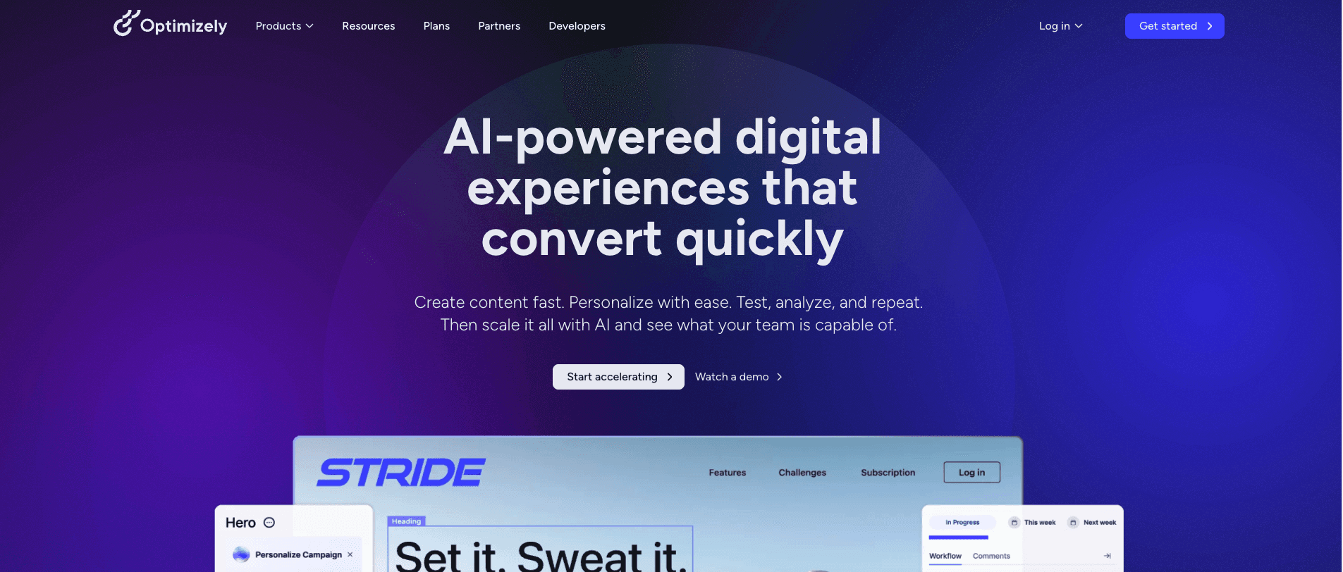 Optimizely homepage