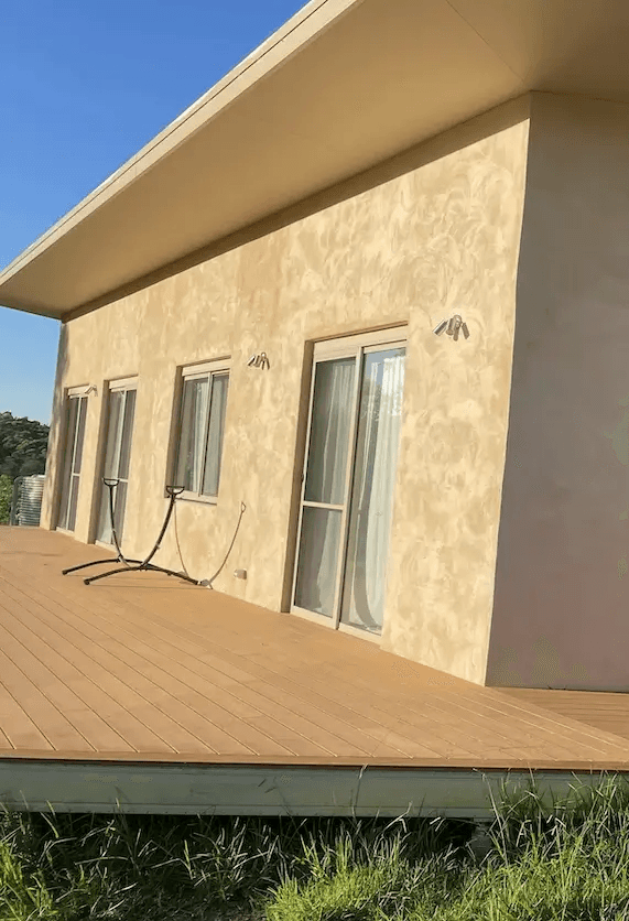 House was lost in the fire then david re-built it with Respira hemp block to make a sustainable healthy home