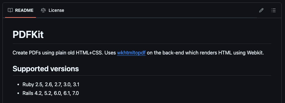 homepage for PDFKit Ruby
