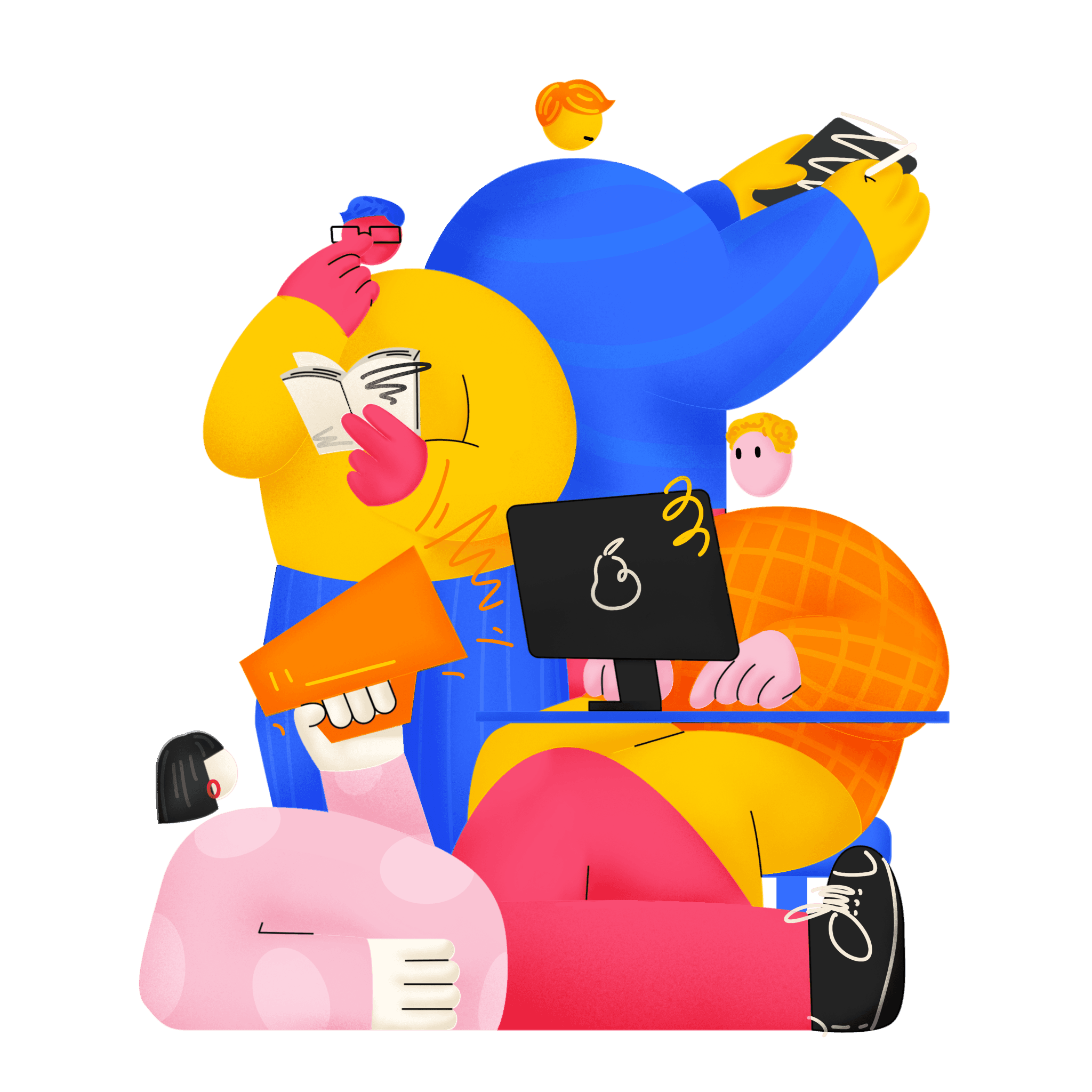 团队合作的插画图