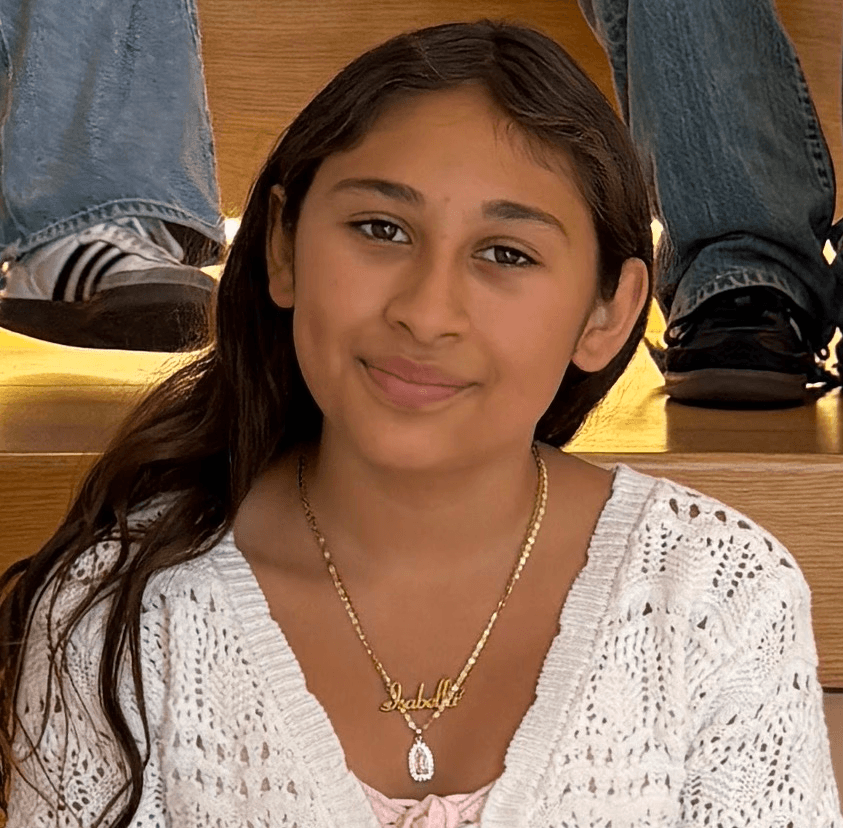 smiling woman in black shirt
