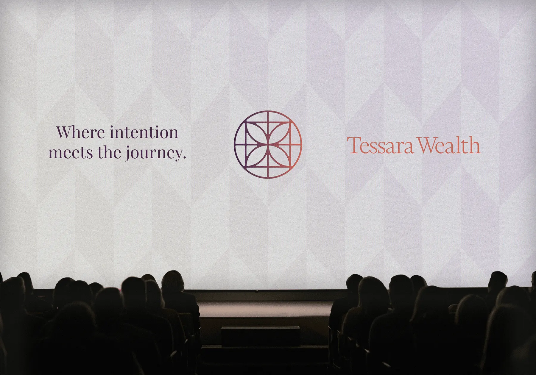 Tessara Wealth identity on stage at an event