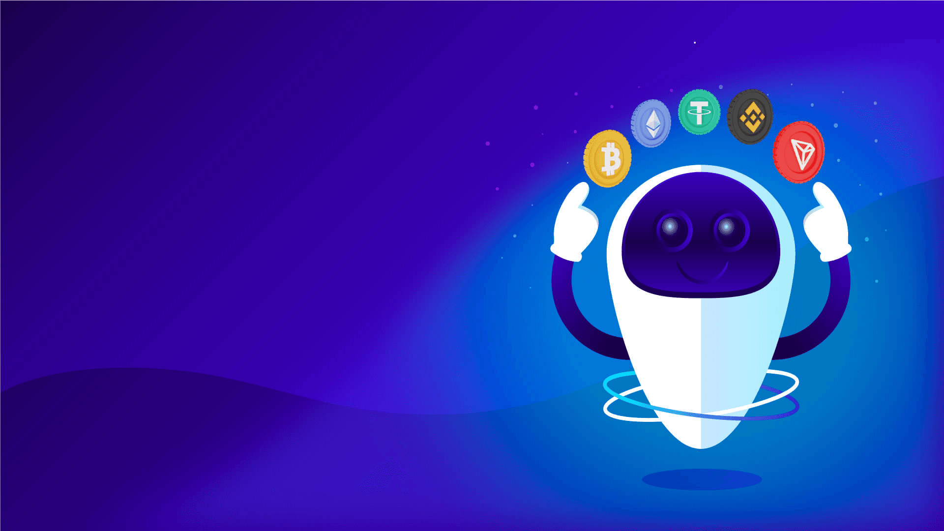 Robot juggling various cryptocurrency coins - Best AI Crypto Trading Bots 