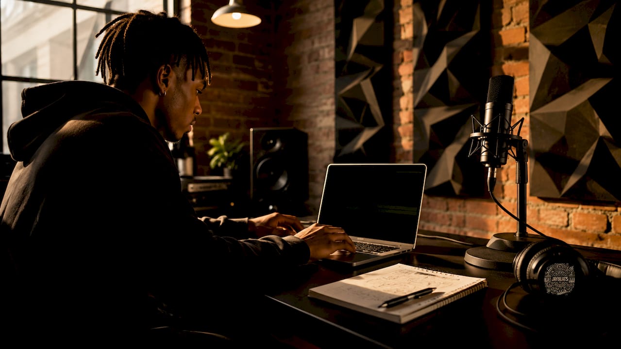 Person mixing vocals in home studio