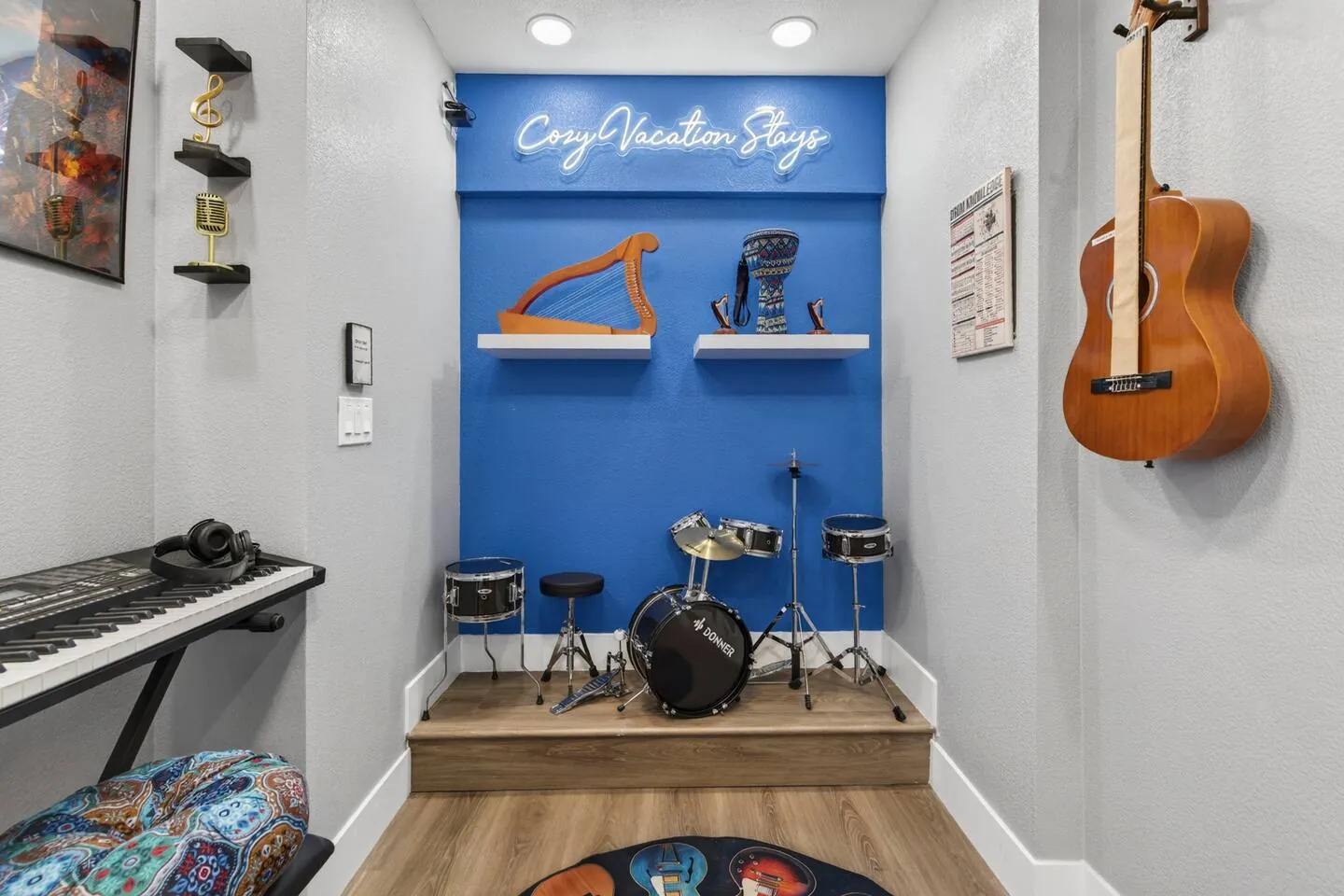 Music stage with drums, keyboard and guitars, Retro Vegas in North Las Vegas