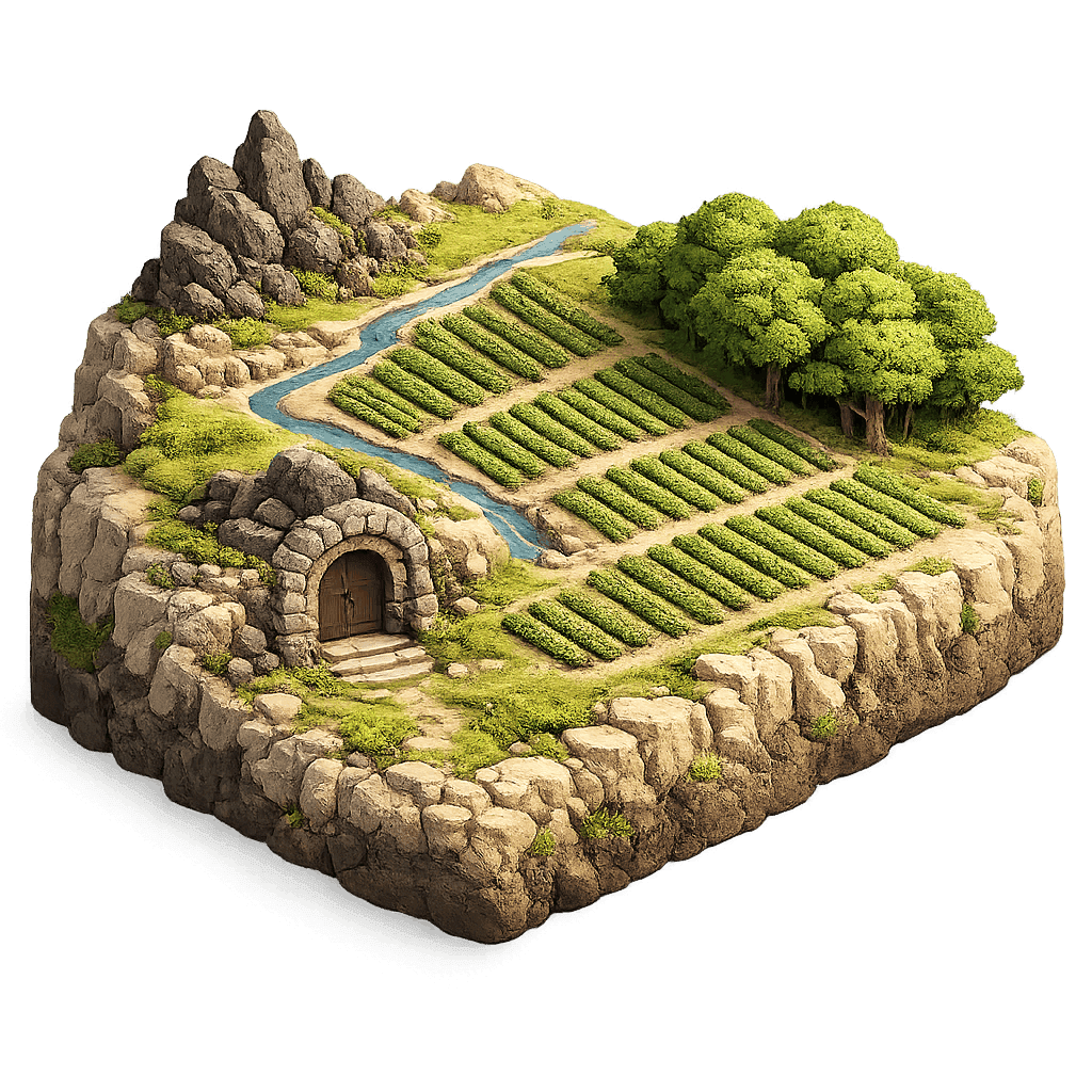 Artistic illustration of the Stredoslovenská wine region.