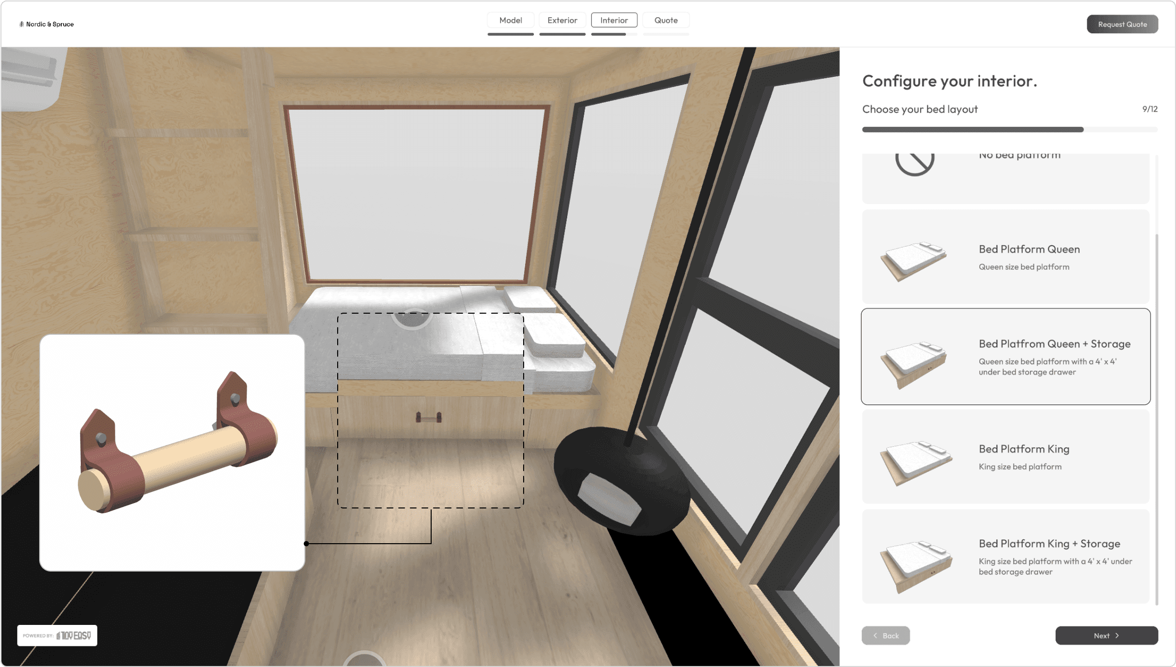 A saple image of the detail work that the Tiny Easy 3D sales configurator can get into, featuring one of our clients and the custom work they do.