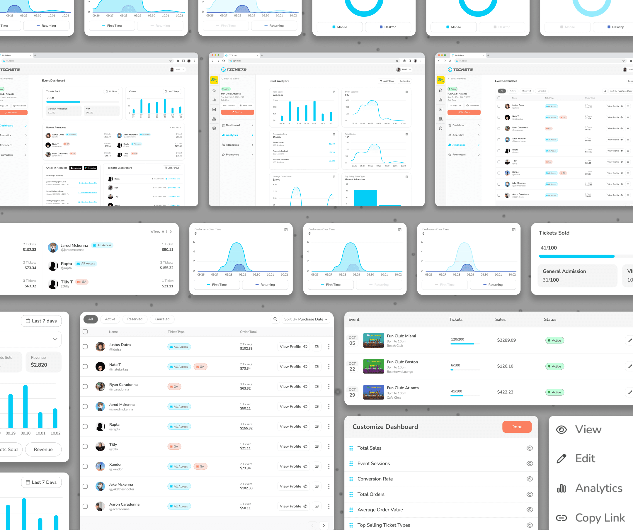 EQ Event Dashboard Hi-Fi Components