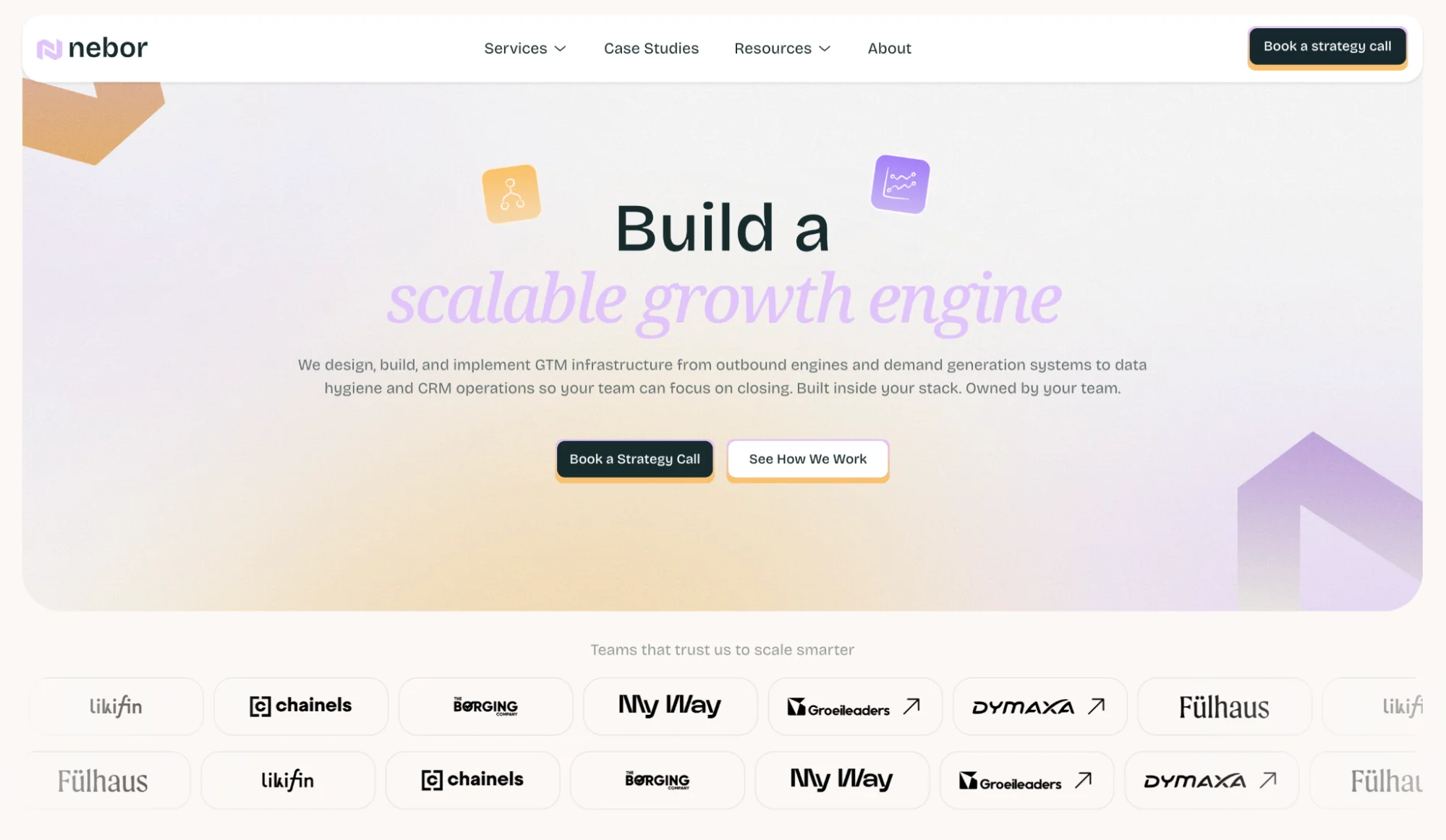 Nebor homepage: GTM infrastructure agency for sales automation and lead generation