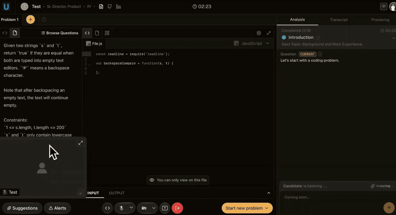 Coding problem loaded in editor