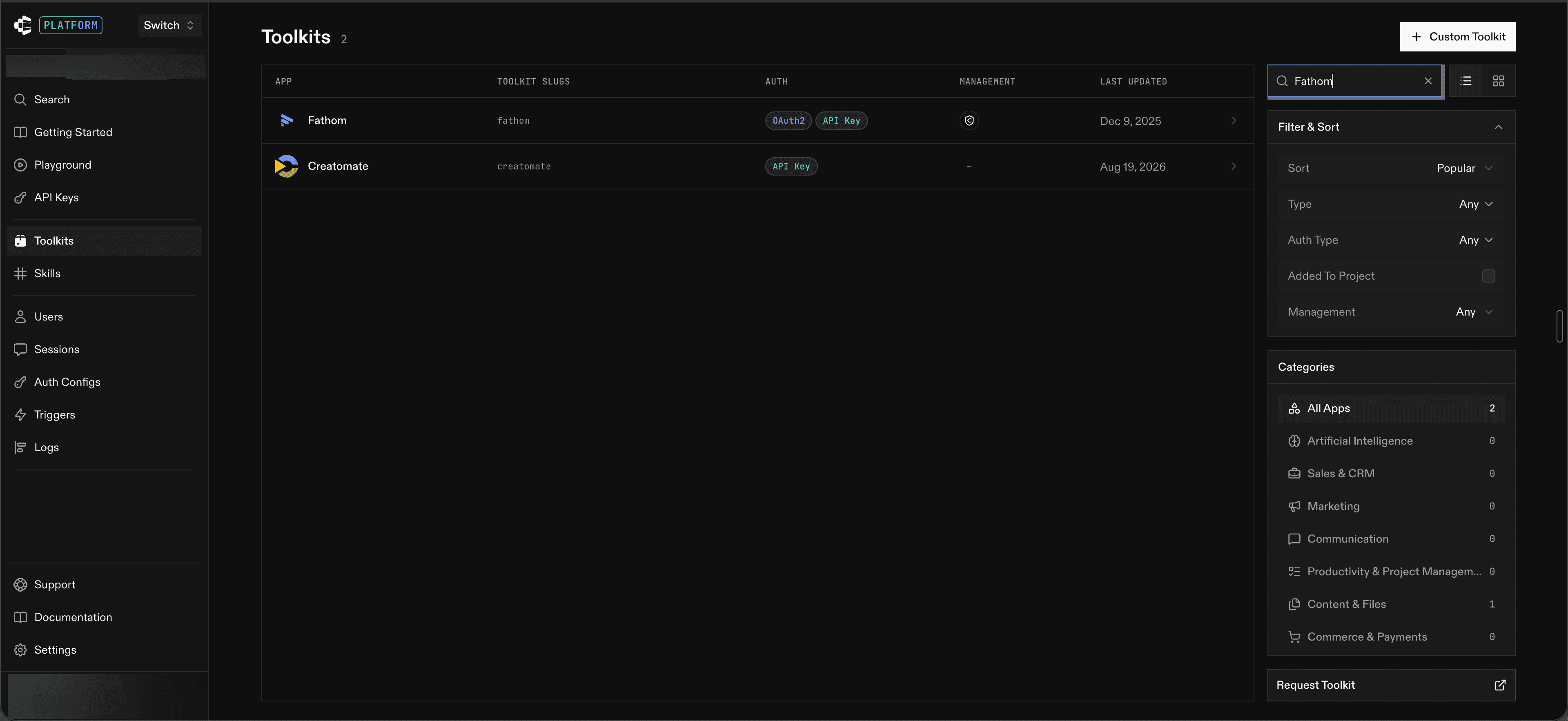 Search results for the Fathom toolkit