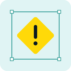 A yellow alert icon on a blue background. 