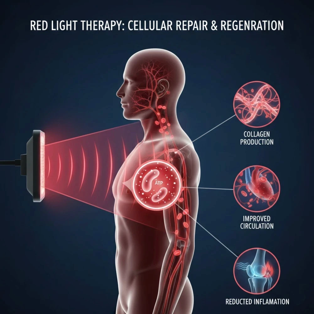 What is red light therapy? Explore its proven benefits, common uses & session experience. Try it now at Sweat&Go – Dubai's wellness destination.