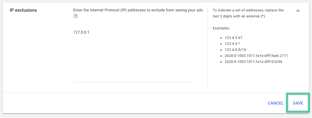 Block IP address in Google Ads - Step 5