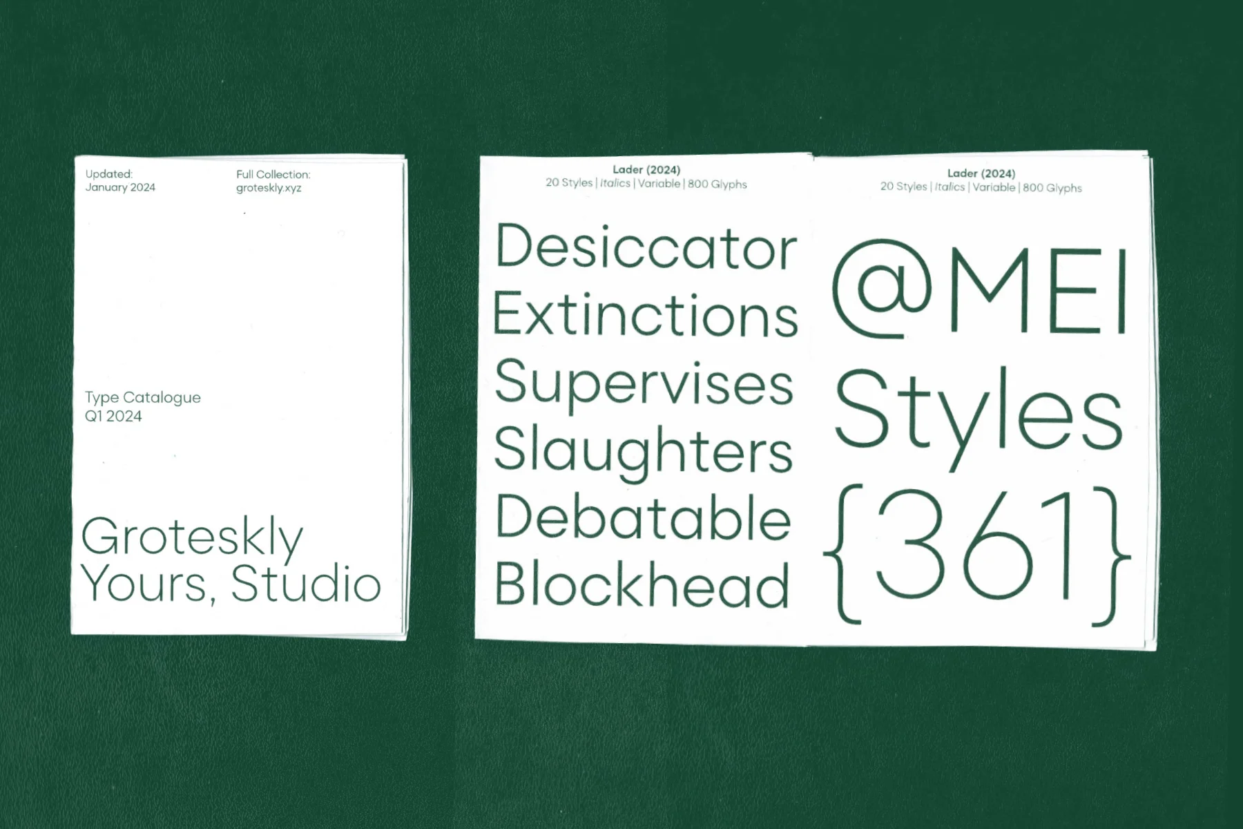 Cover of Groteskly Yours Studio Specimen Zine featuring Lader typeface