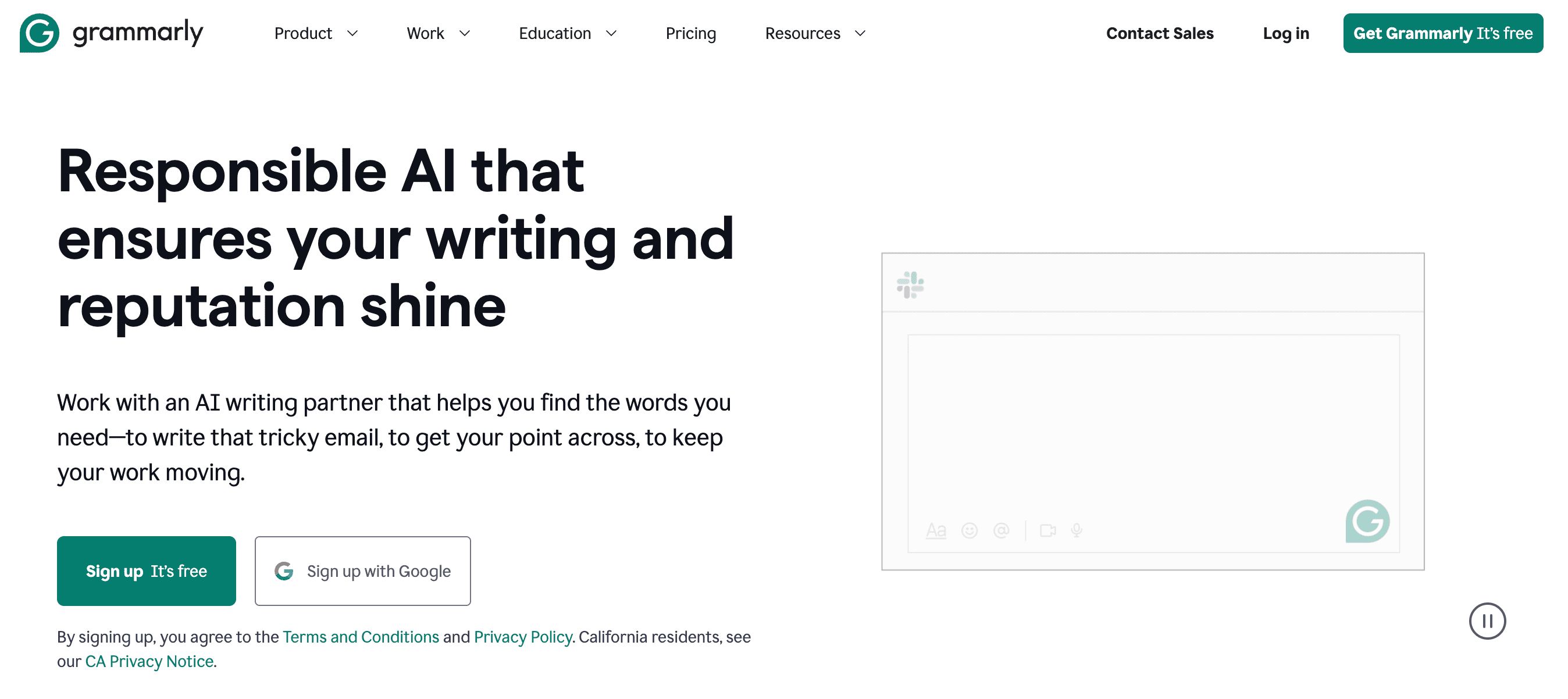 Grammarly home page