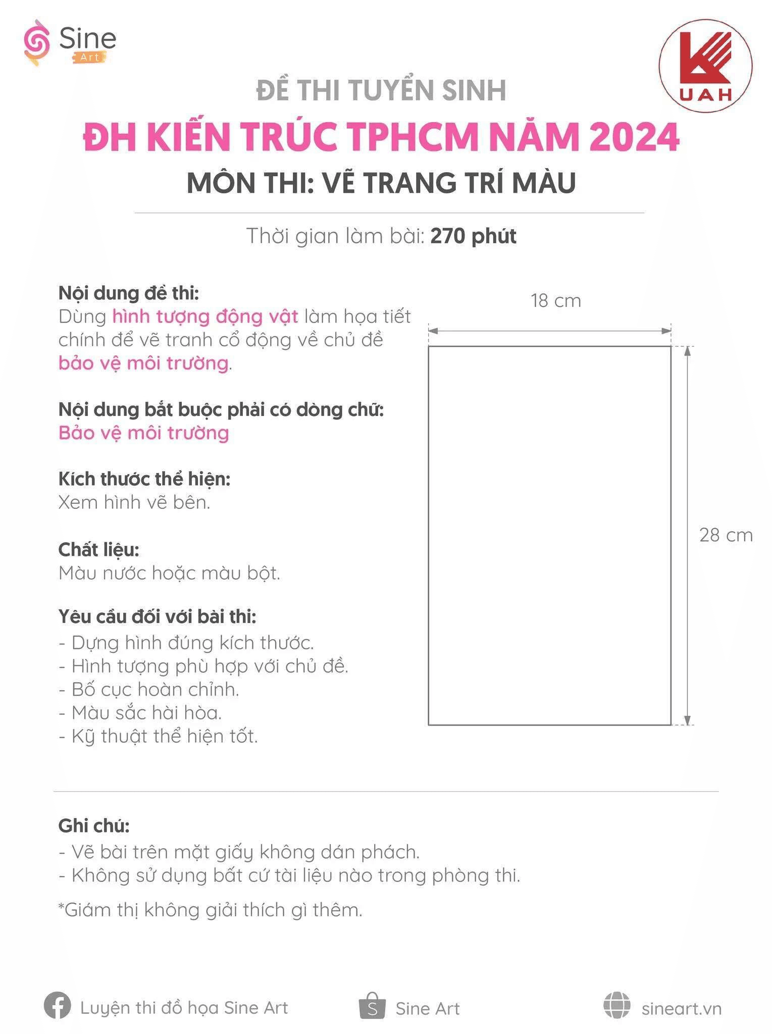 Đề thi trang trí màu Đại học Kiến Trúc TP.HCM 2024