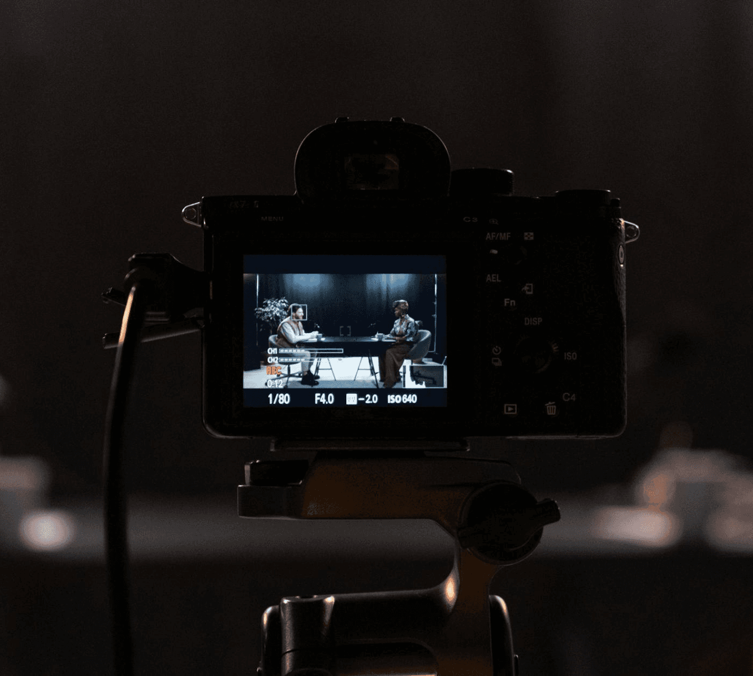 a camera recording in a studio
