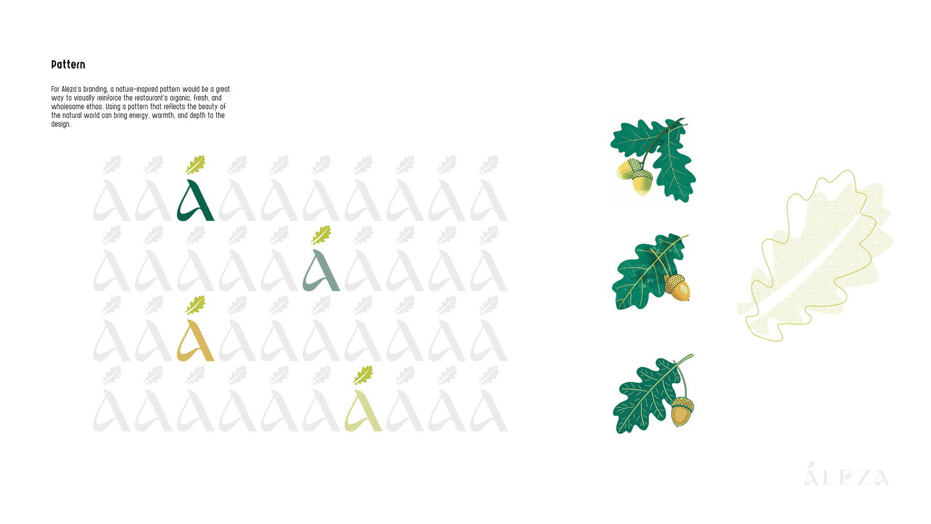 Aleza brand pattern and nature-inspired iconography — Penguincil Design