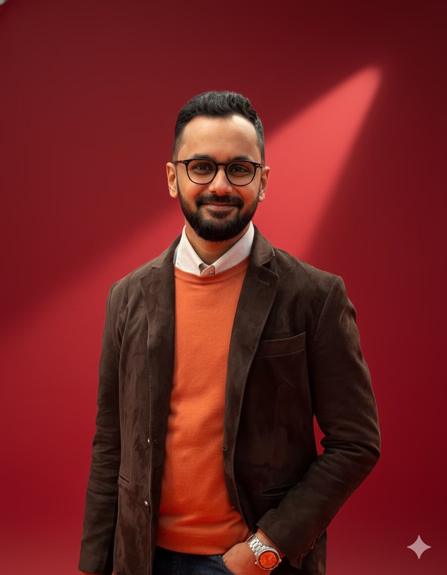 man standing near white wall