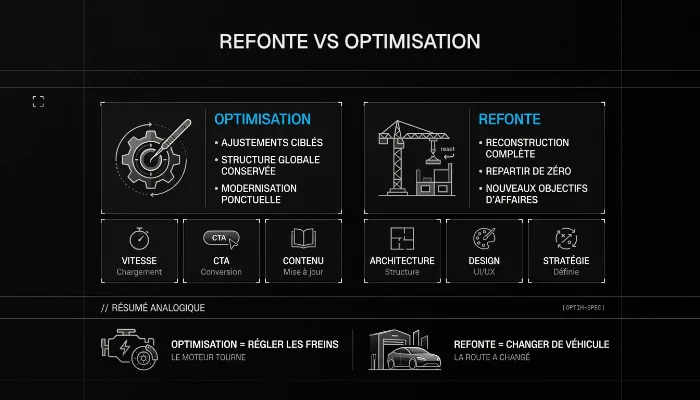 infographie : refonte vs optimisation