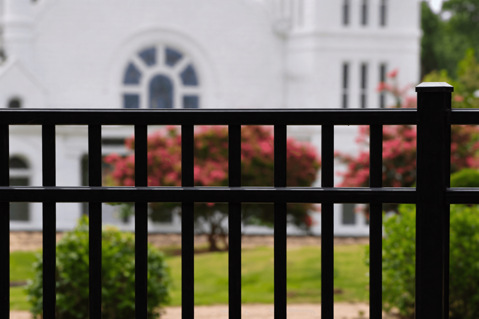 Close up of high quality aluminum fence