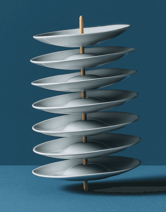 plates aligned vertically