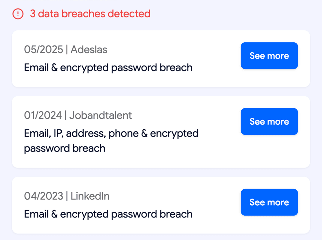 Data breaches detected