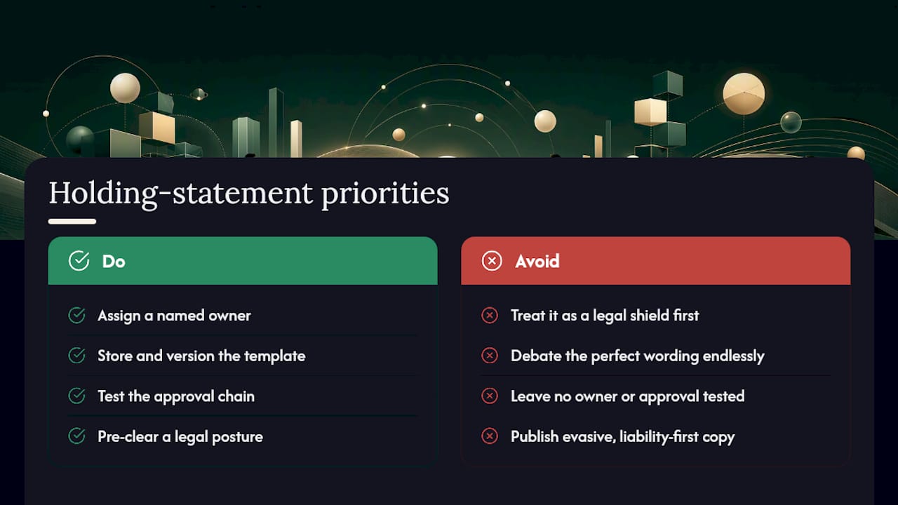 What Most Advice on Holding Statements Gets Wrong — overview diagram