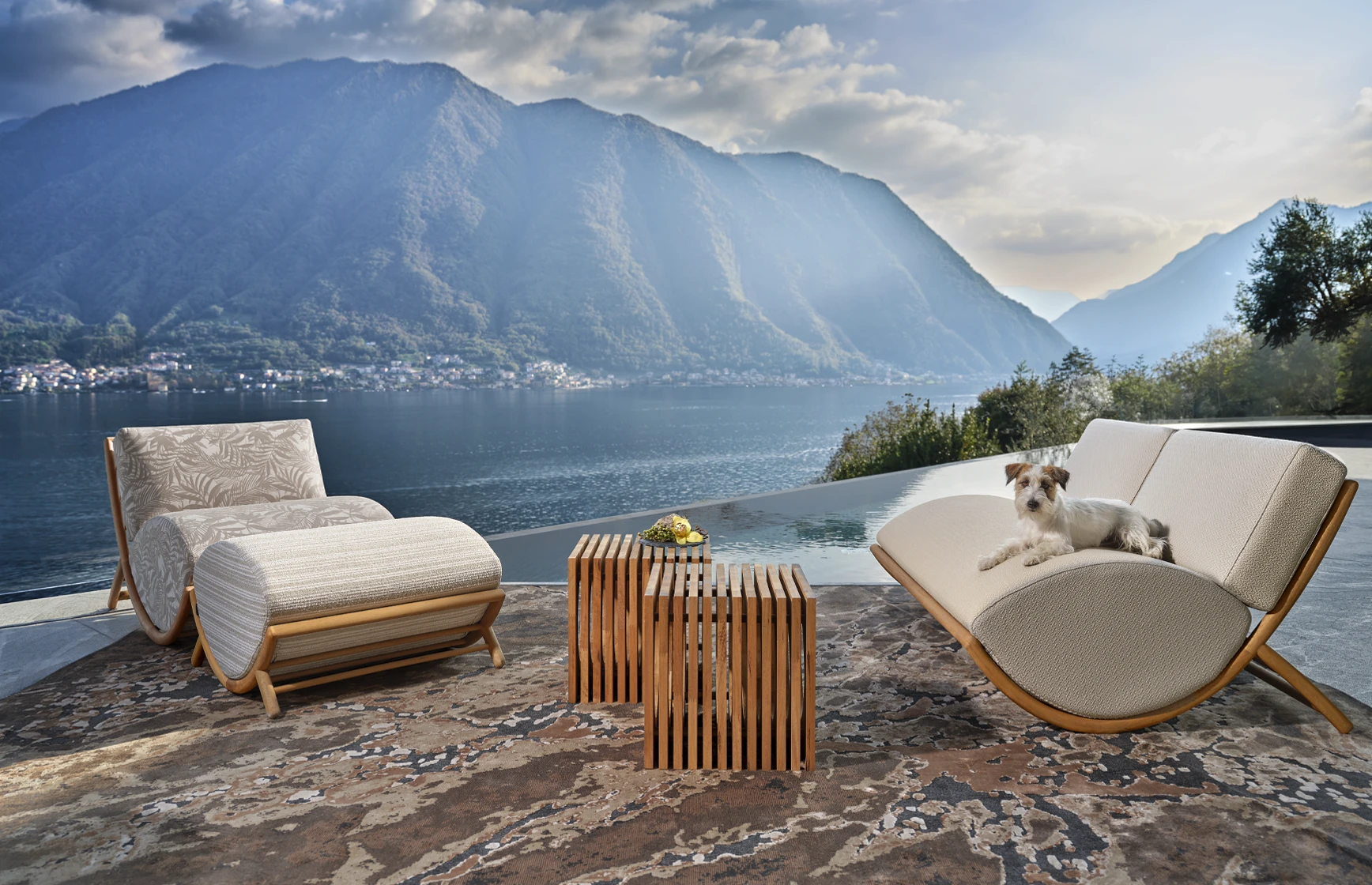 outdoor furniture in a modern villa in como