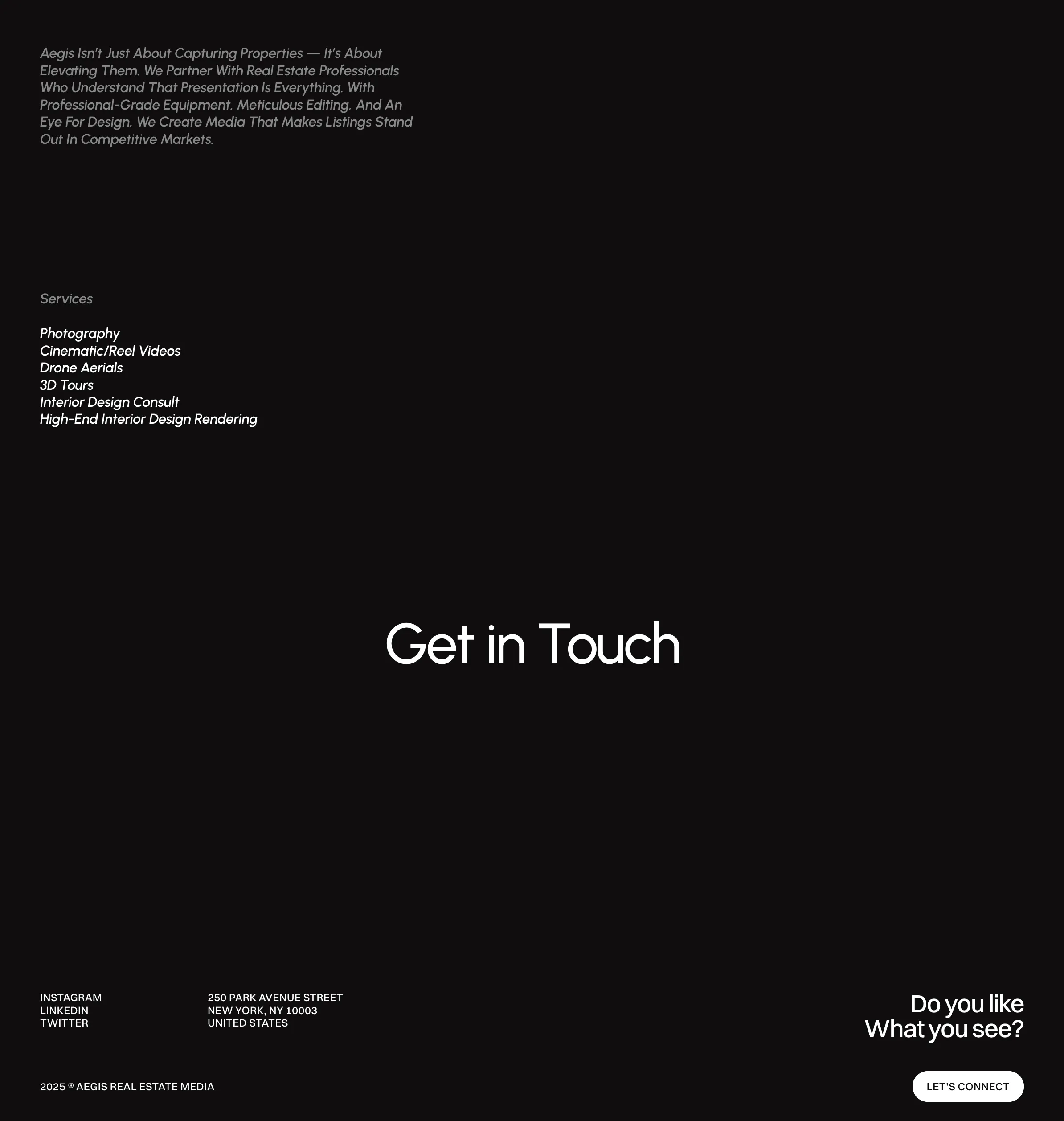 get in touch section showcase