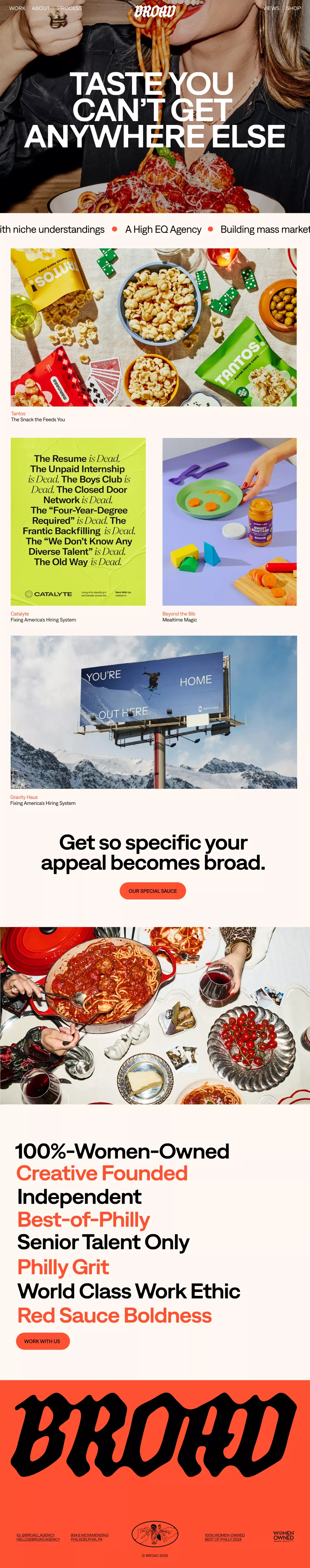 Broad Agency portfolio page screenshot showcasing Advertising and Design design
