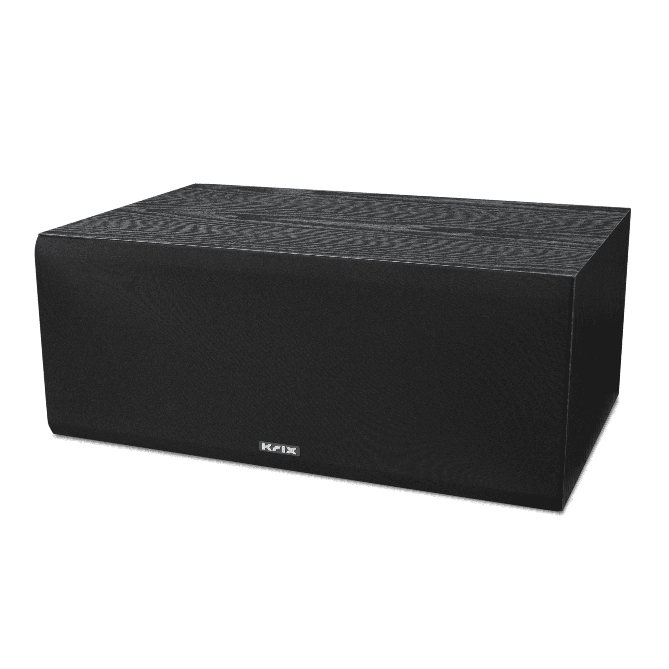 Black Krix subwoofer with wood-grain top